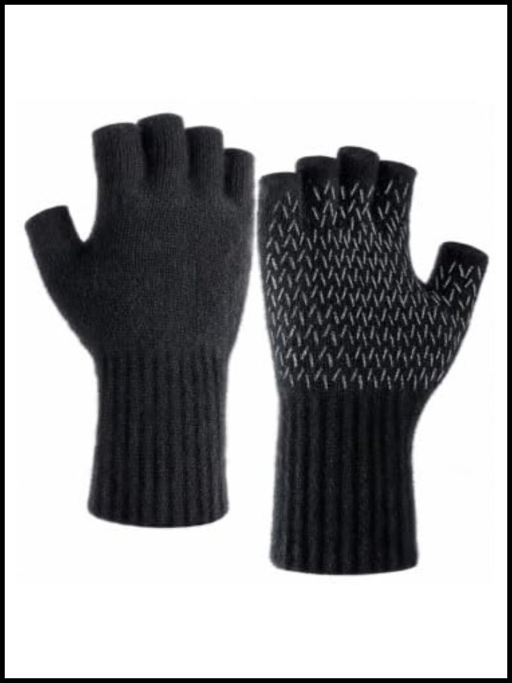 Alpaca Wool Blend Fingerless Gloves Double Layer Winter Warm Men